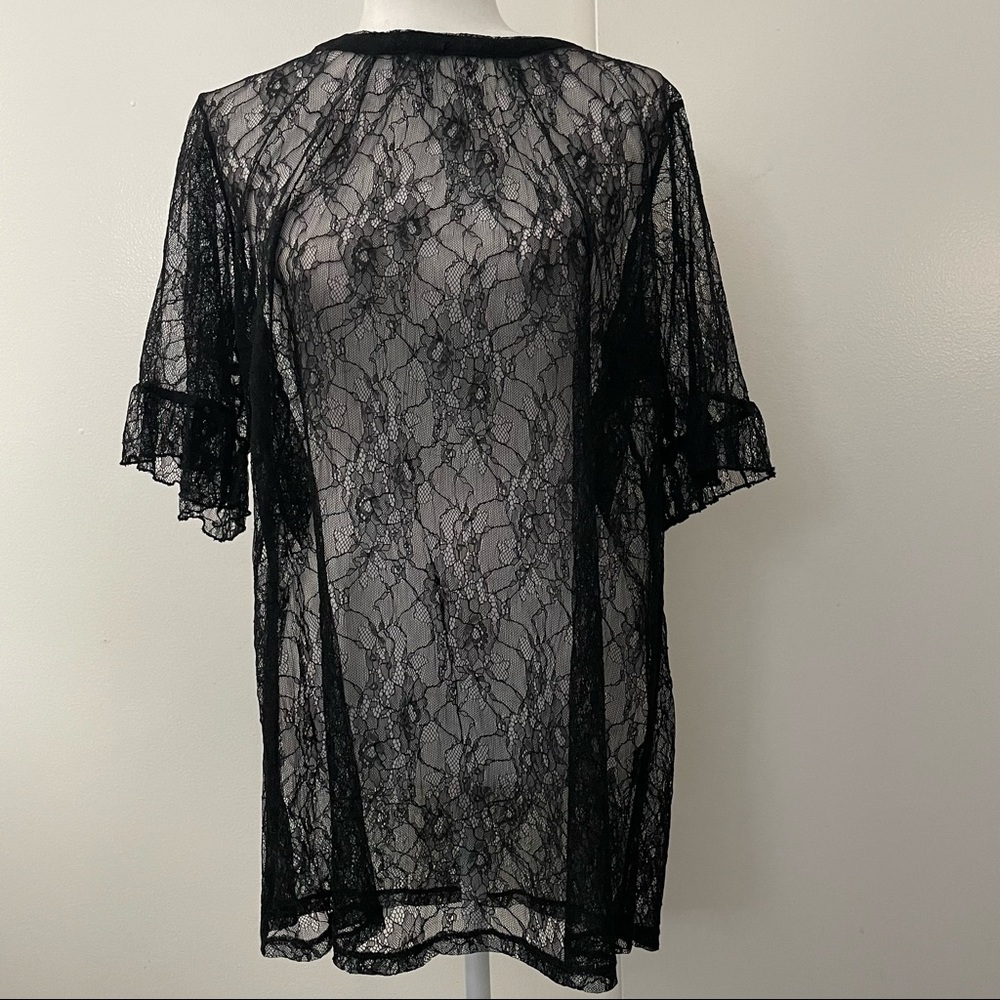 Black Sheer Lace Tee